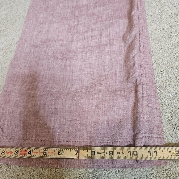 Athleta Cabo 100% Linen Womens Pants SZ 14 Tall Long Pink Wide Leg Pull On Baggy - Picture 16 of 16